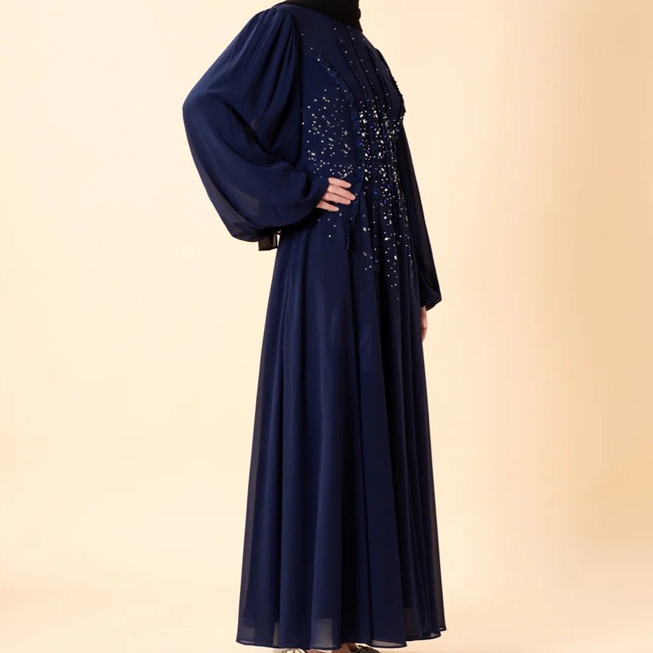 Crystal Hand-Embellished Chiffon Evening Abaya(MA356), view 2