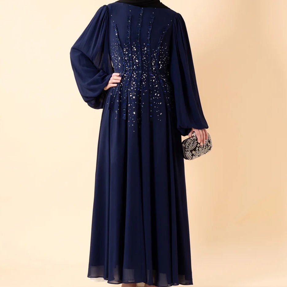 Crystal Hand-Embellished Chiffon Evening Abaya(MA356), view 5