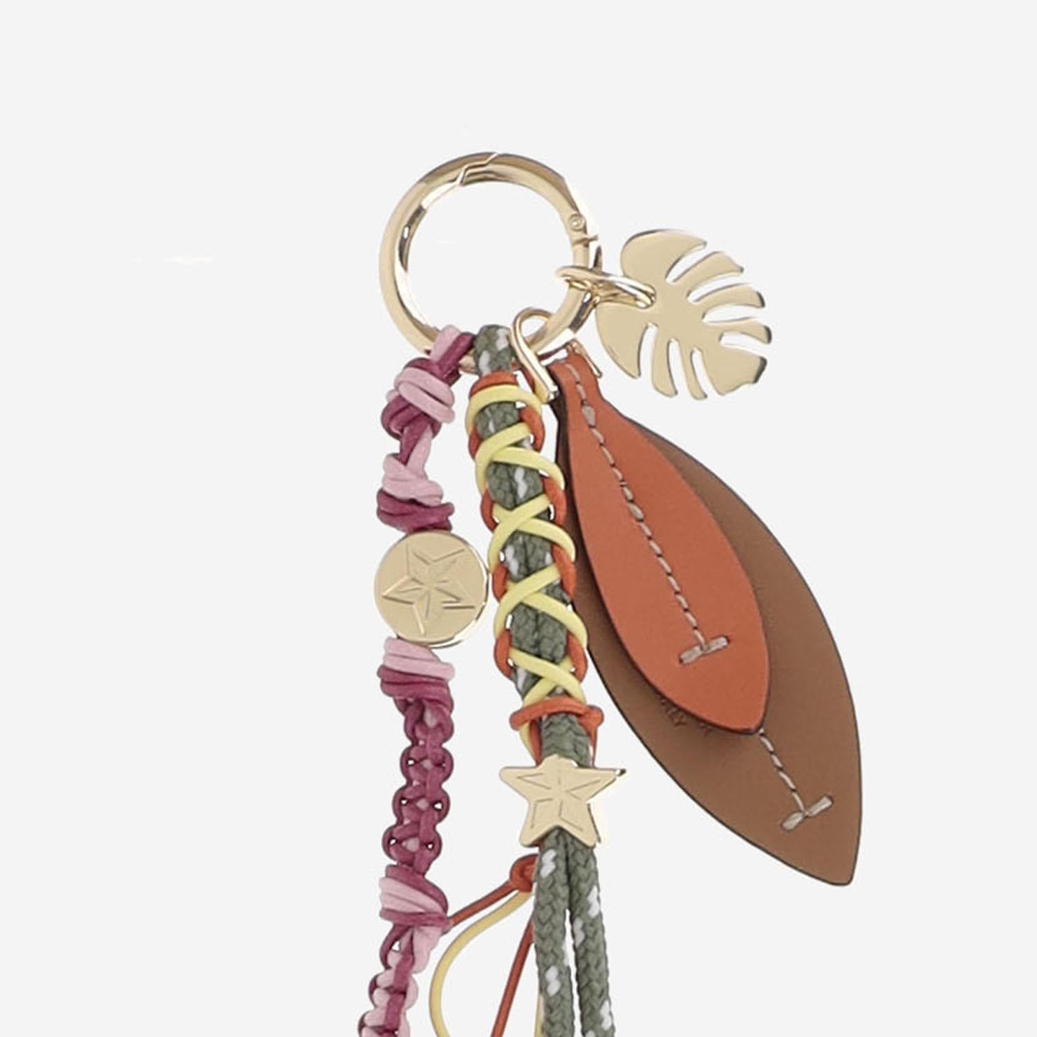 Cuba Lab Leather & Braided Fabric Keychain — Brown by Cuba Lab