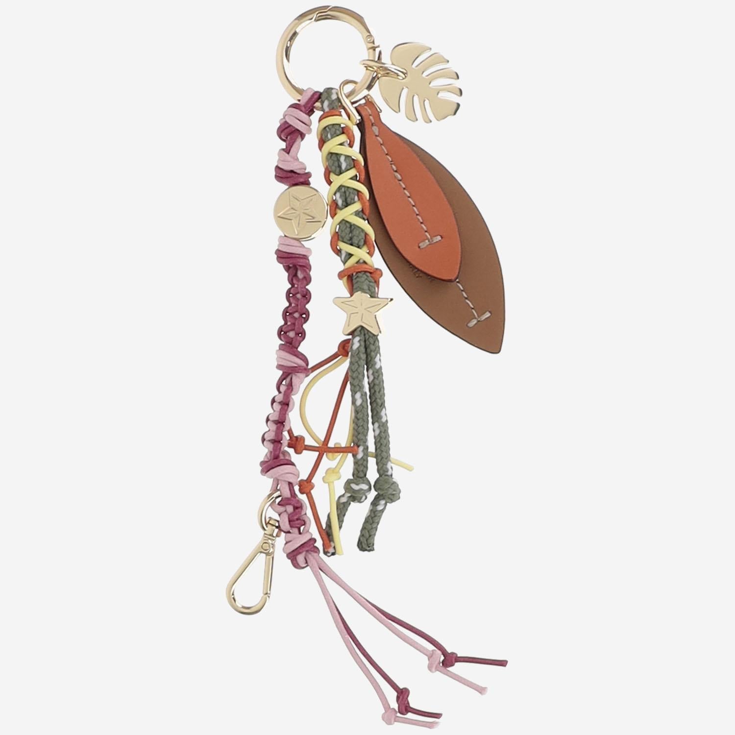 Cuba Lab Leather & Braided Fabric Keychain — Brown, view 2