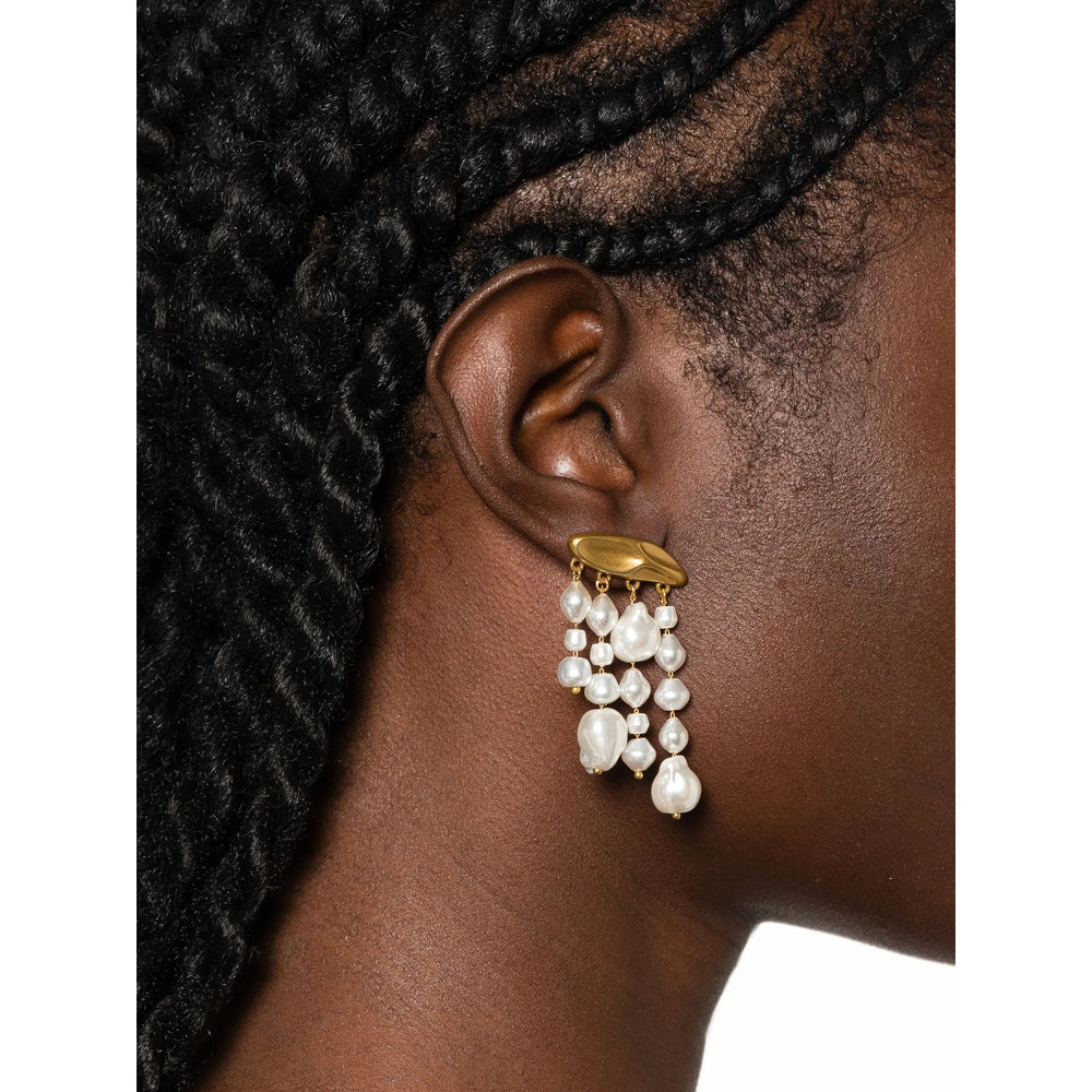 Cult Gaia Pearl Drop Earrings — Gold, view 2