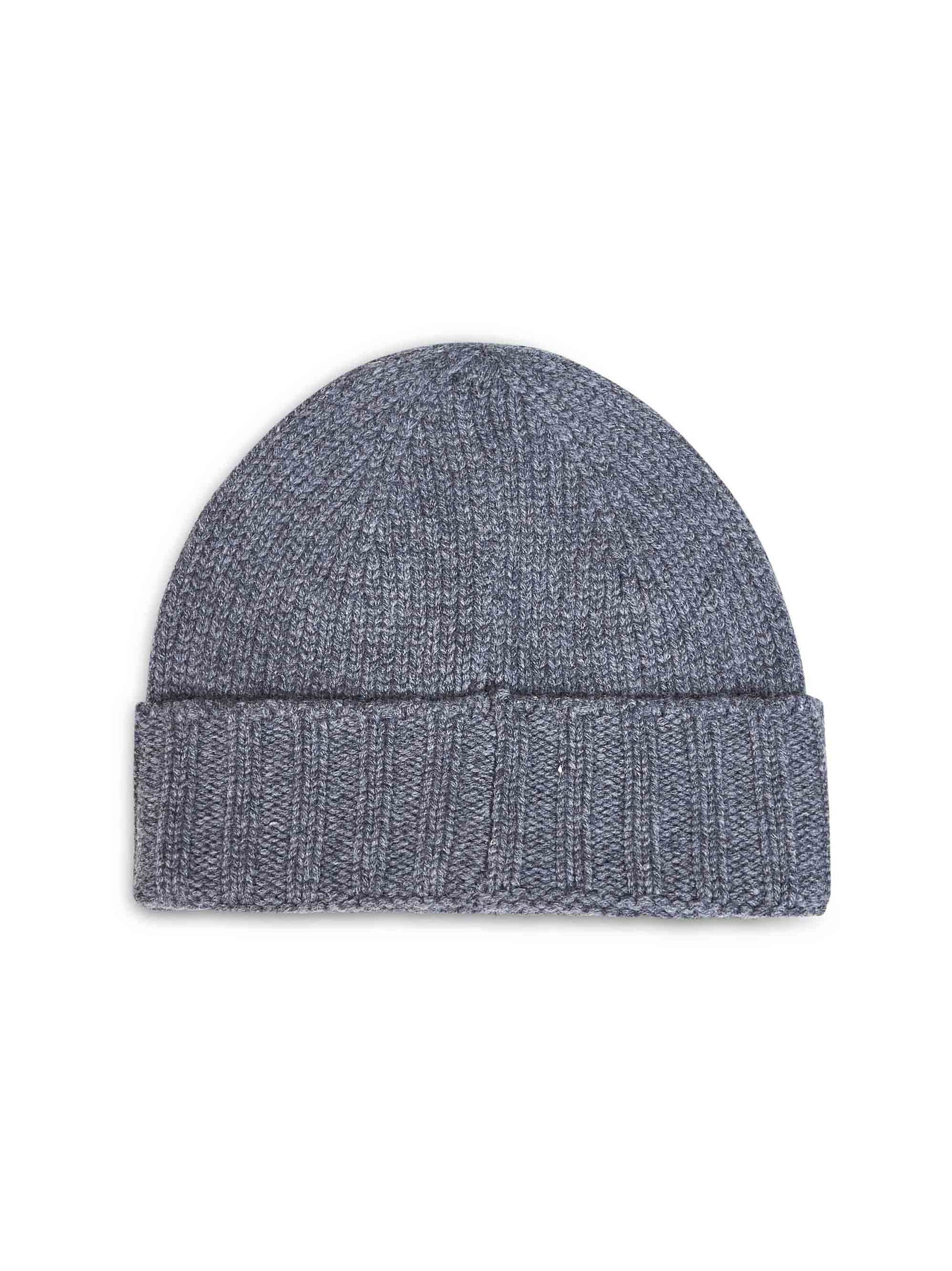 D 4.0 1018615529072 Virgin Wool Knit Beanie — Gray, view 2