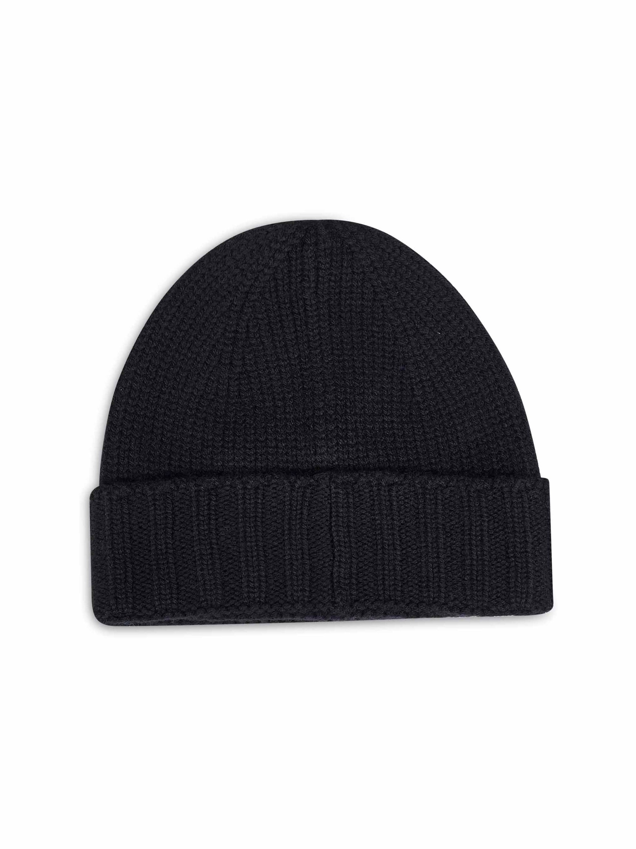 D 4.0 1018615529099 Virgin Wool Knit Beanie — Black, view 2