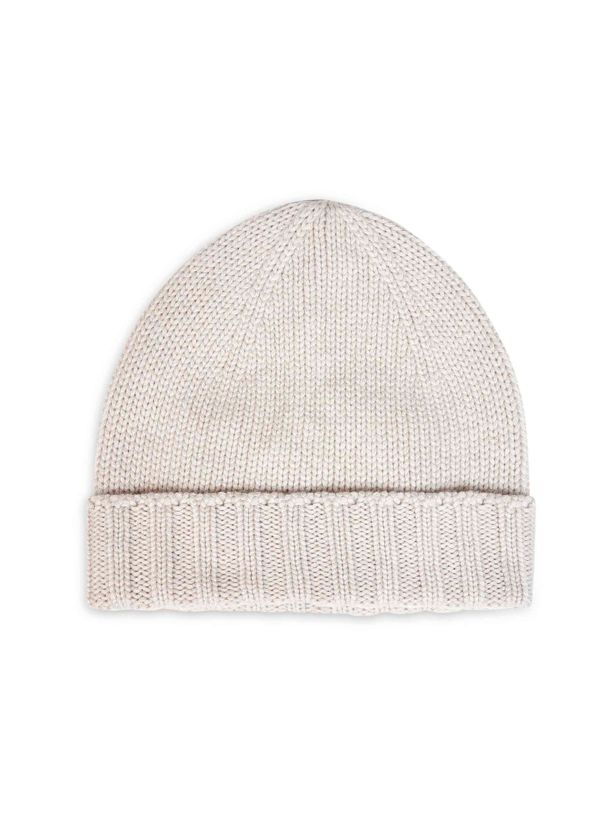 D 4.0 1018615529113 Virgin Wool Ribbed Beanie — Beige by D 4.0