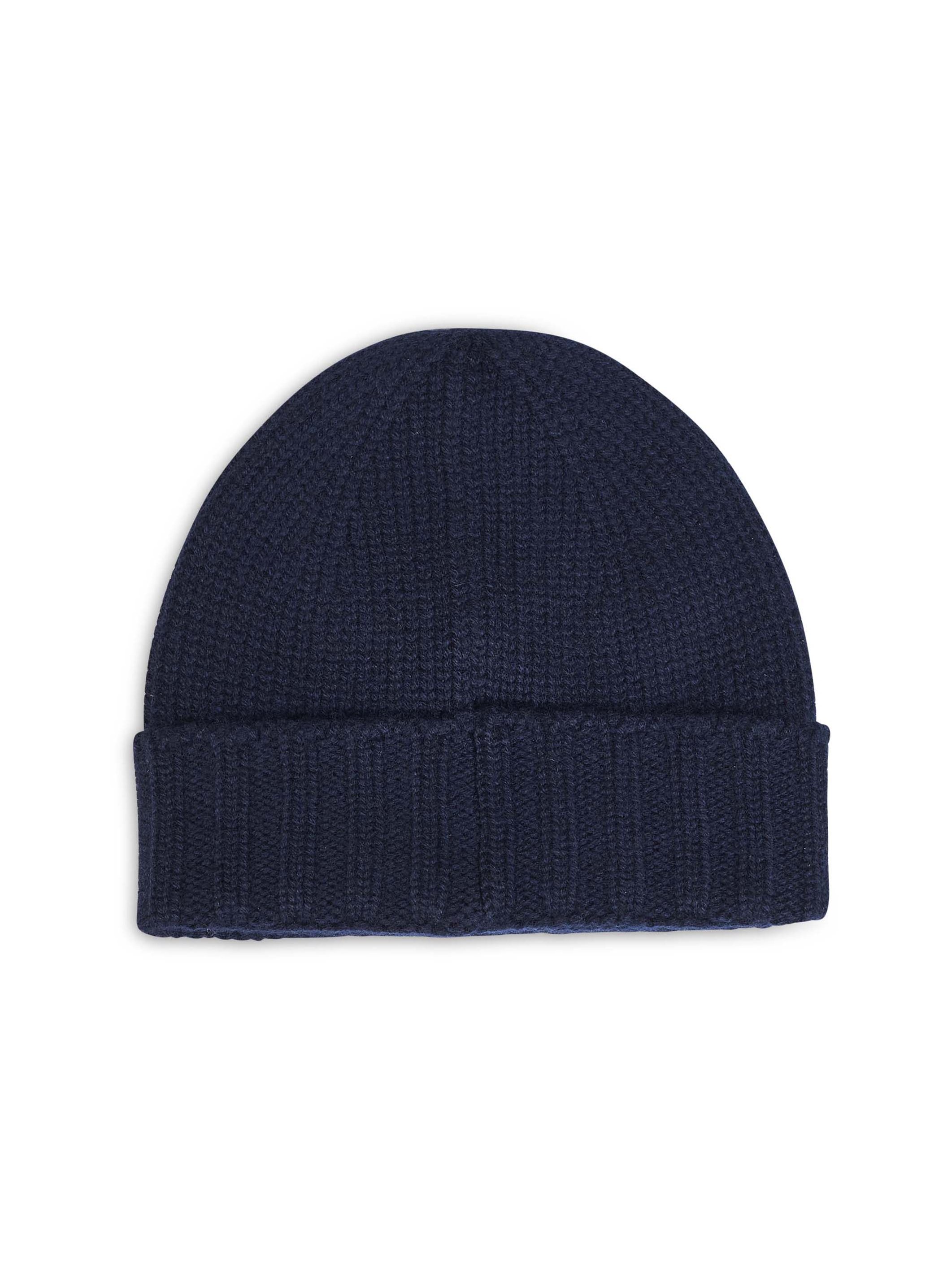 D 4.0 1018615529598 Virgin Wool Beanie — Navy, view 2