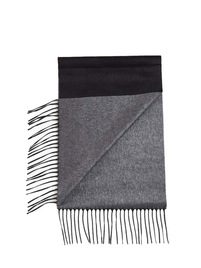D 4.0 Silk-Cashmere Fringed Scarf — Black, view 2