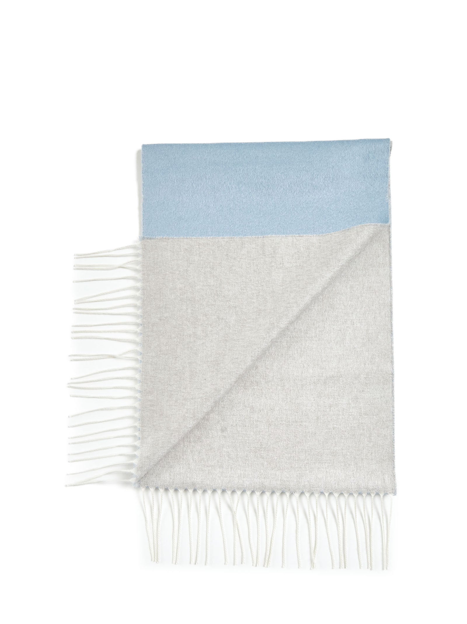 D 4.0 Fringed Silk Cashmere Scarf — Blue, view 2