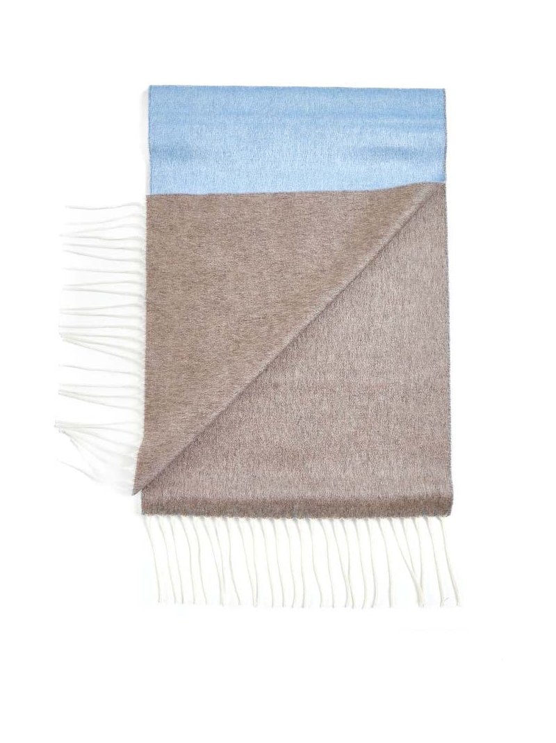 D 4.0 Silk-Cashmere Fringed Scarf — Blue, view 2