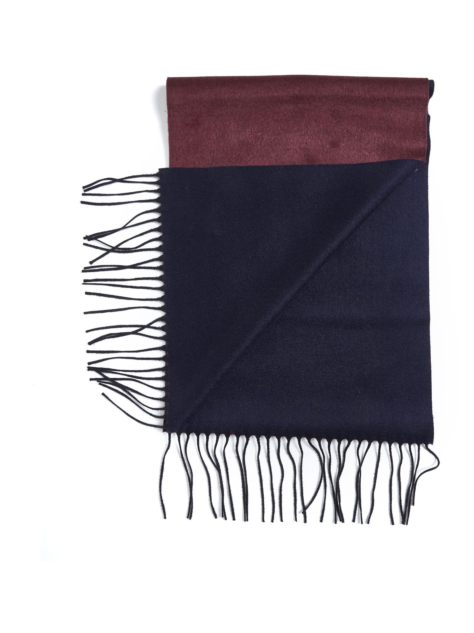 D 4.0 Fringed Silk Cashmere Scarf — Burgundy, view 2