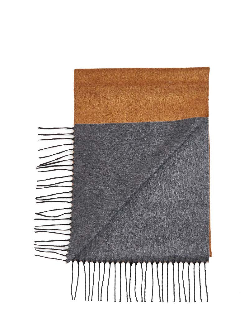 D 4.0 Silk-Cashmere Fringed Scarf — Camel, view 2