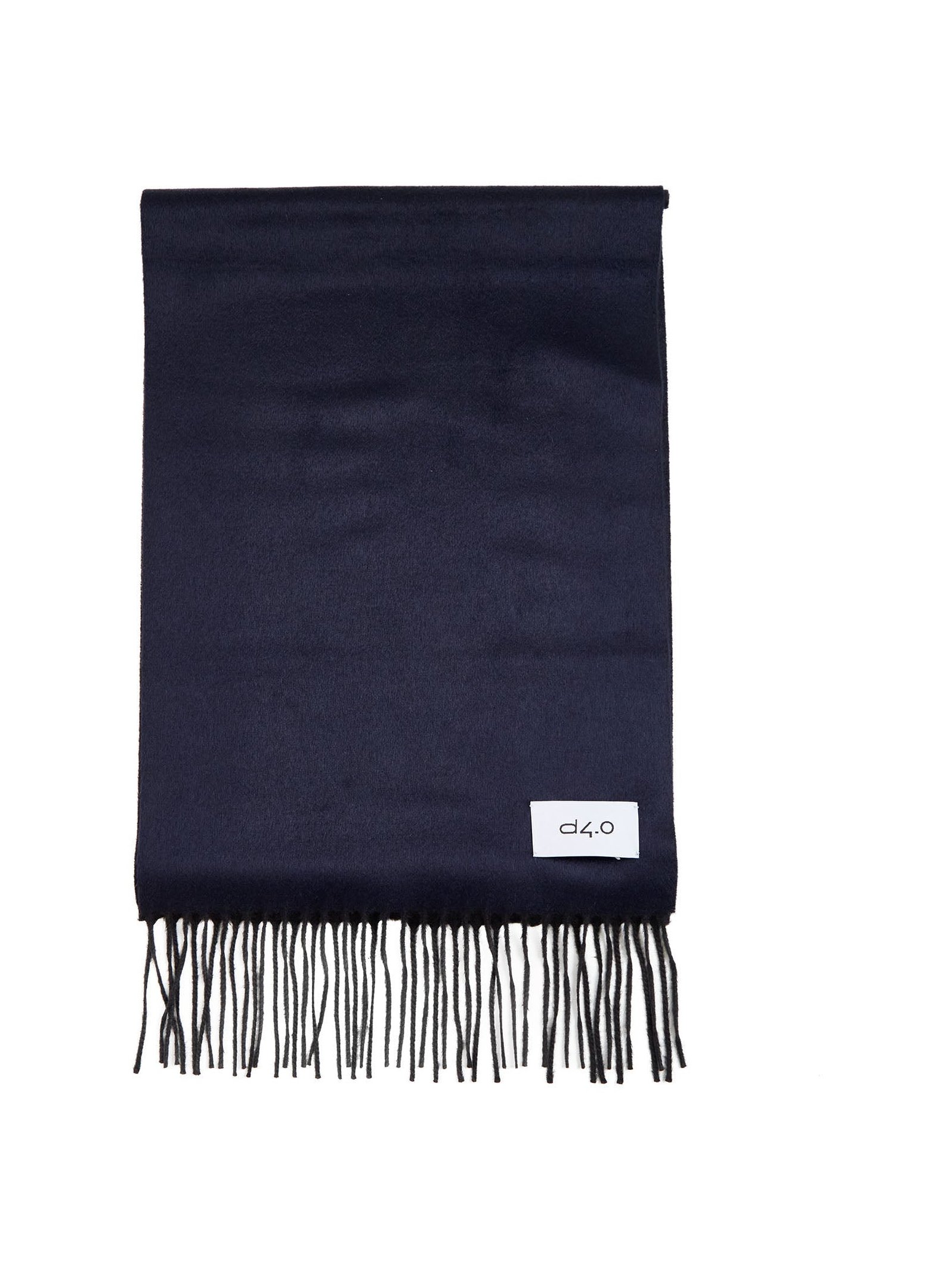 D 4.0 Silk Cashmere Fringed Scarf — Navy by D 4.0