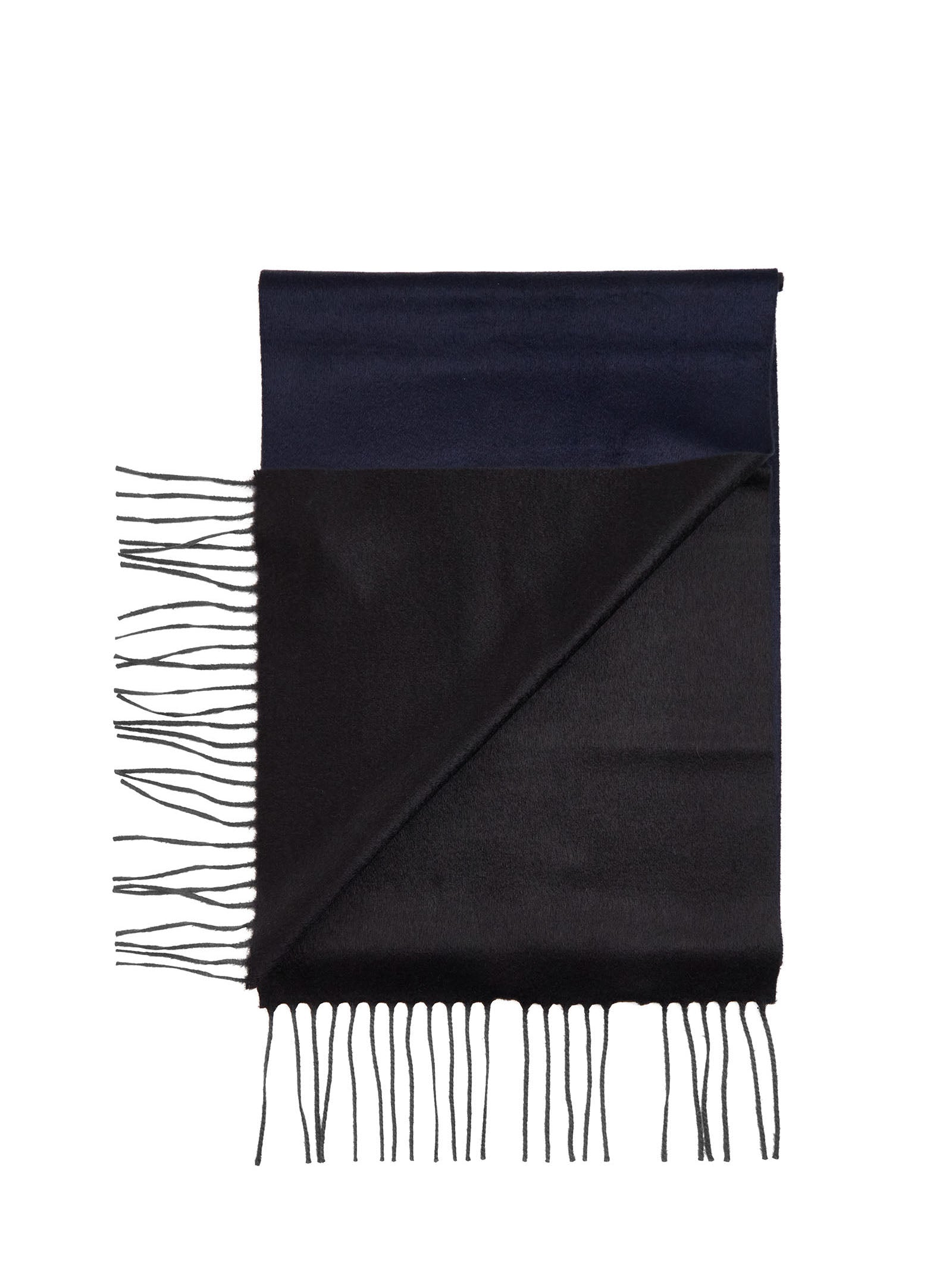 D 4.0 Silk Cashmere Fringed Scarf — Navy, view 2