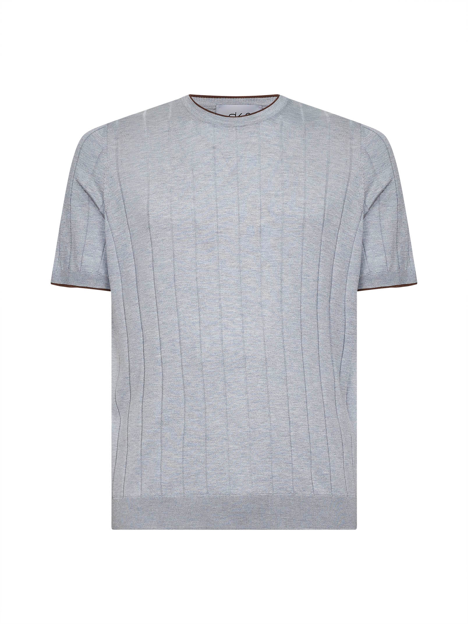D 4.0 Flat-Ribbed Cotton Knit T-shirt — Gray by D 4.0