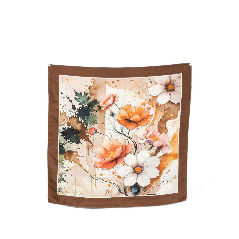 D'Aniello Floral Print Silk Scarf — Beige by D'Aniello