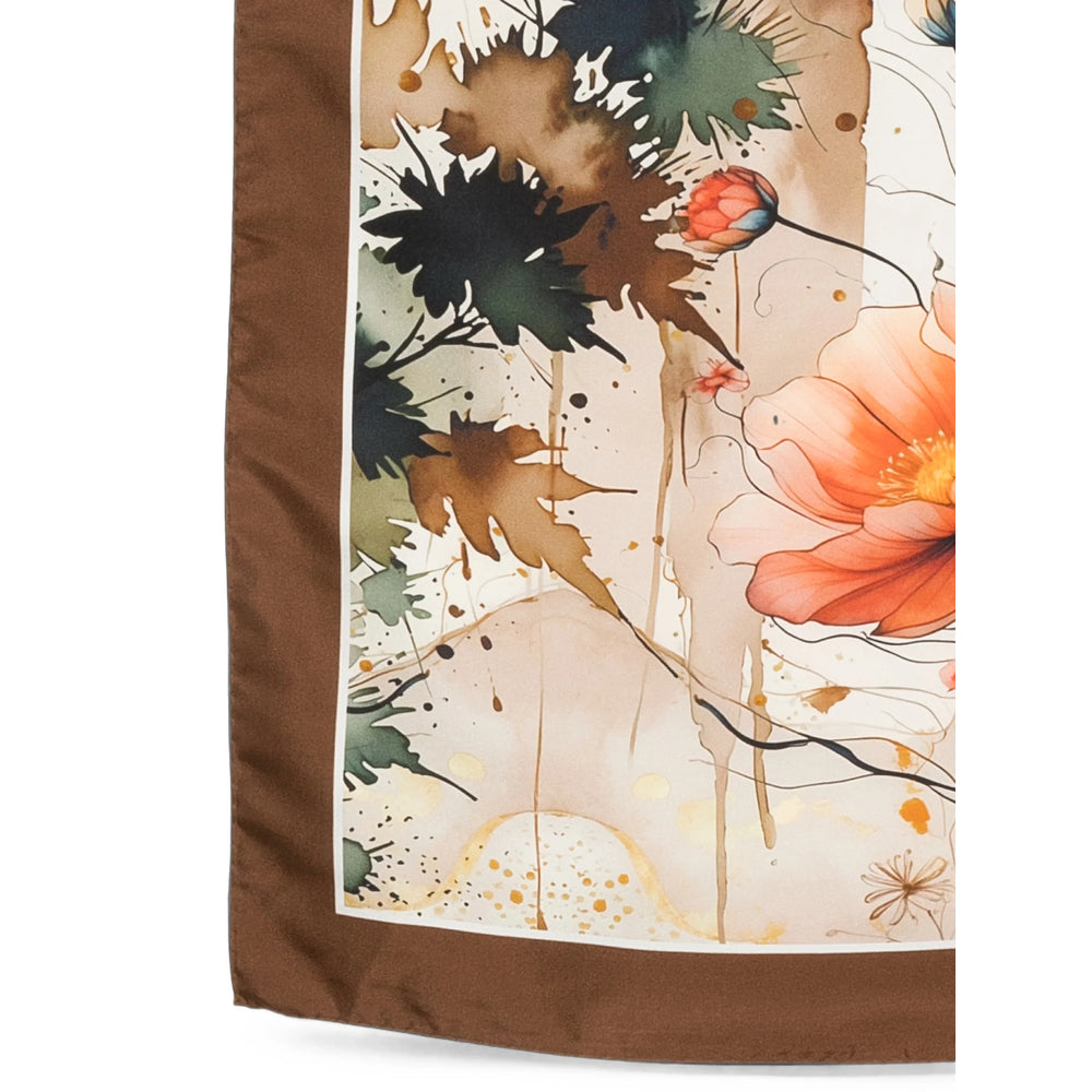 D'Aniello Floral Print Silk Scarf — Beige, view 2