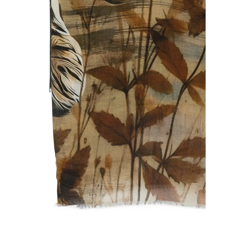 D'Aniello Animal Print Modal Cashmere Scarf — Brown, view 2