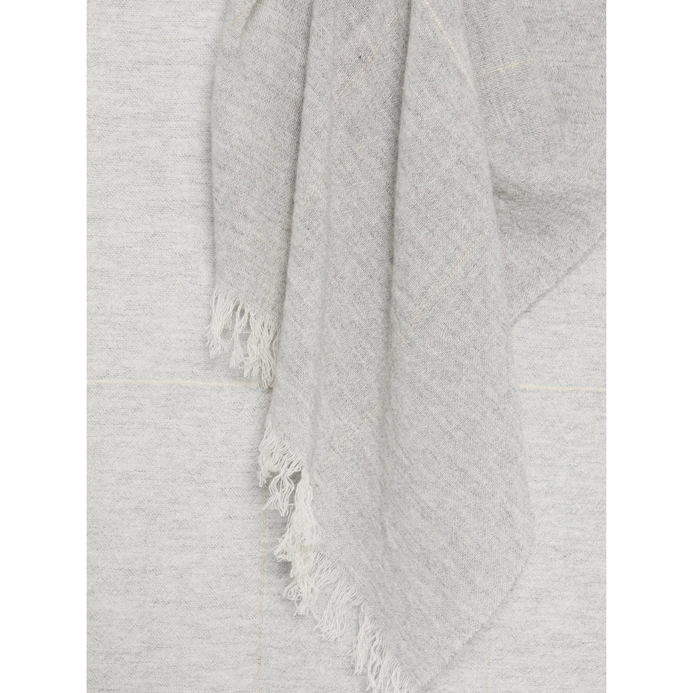 D'Aniello Wool Checked Scarf — Gray, view 3