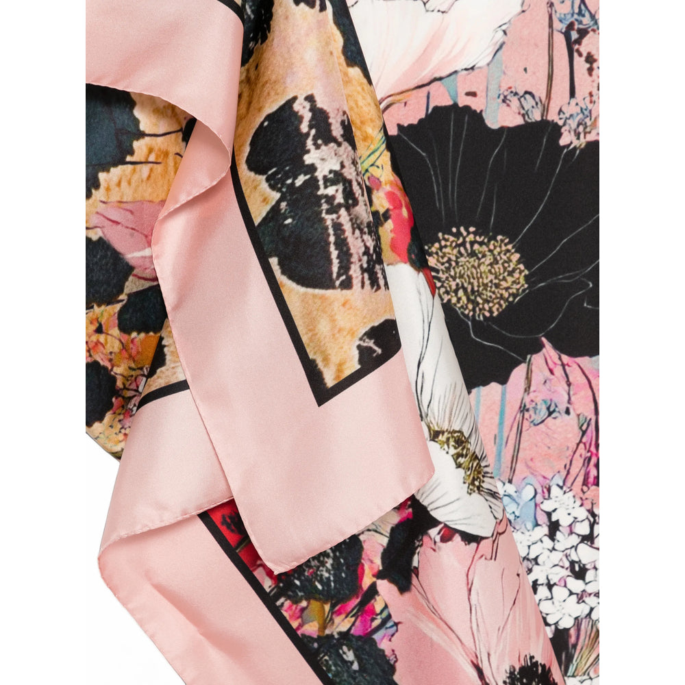 D'Aniello Silk Floral and Leopard Print Scarf — Pink, view 2