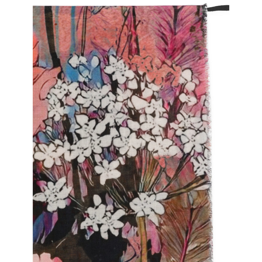D'Aniello Floral and Leopard Print Modal-Cashmere Scarf — Pink, view 3