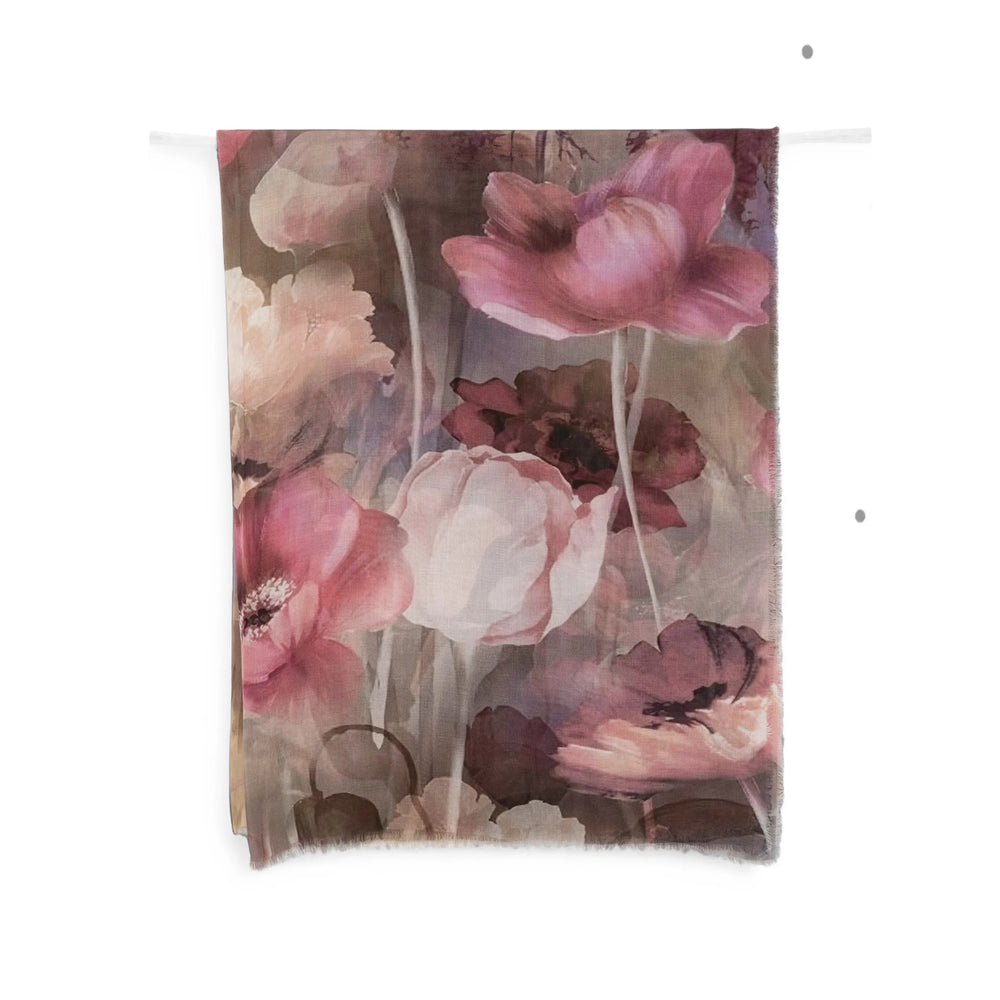 D'Aniello Floral Print Modal Scarf — Pink by D'Aniello