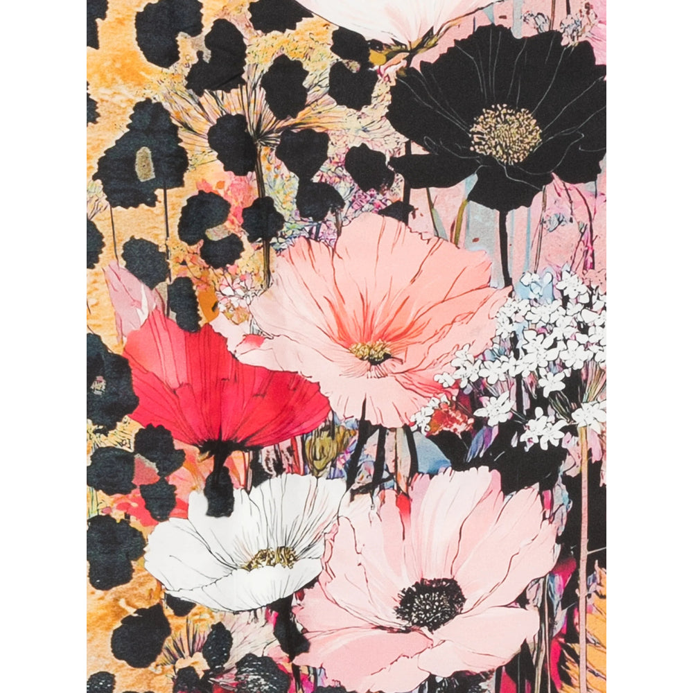 D'Aniello Leopard and Floral Print Silk Scarf — Pink, view 3