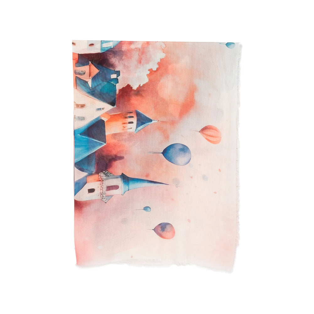 D'Aniello Graphic Print Silk-Modal Blend Stole — Pink by D'Aniello