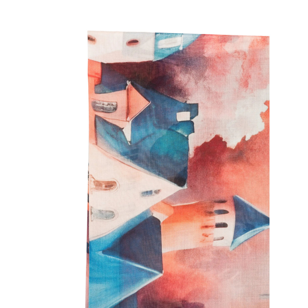 D'Aniello Graphic Print Silk-Modal Blend Stole — Pink, view 3
