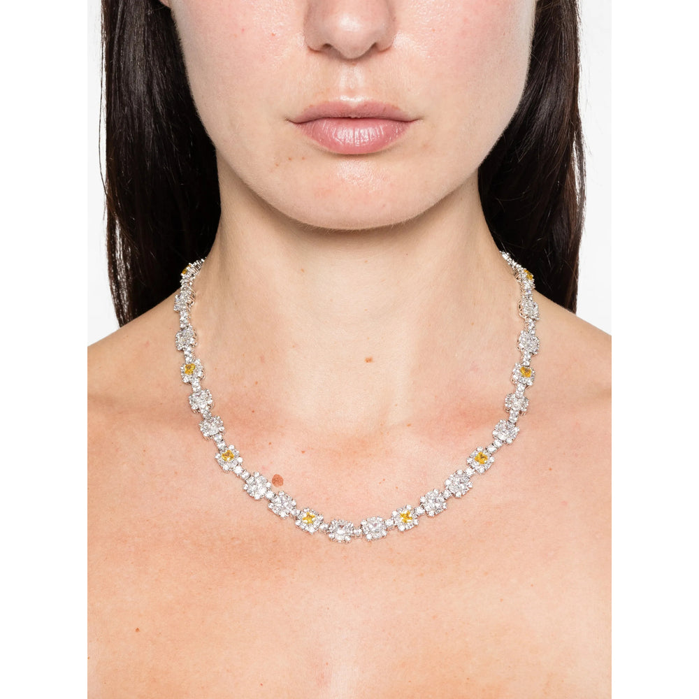 Darkai Flower Detail Stud Necklace — Silver, view 3