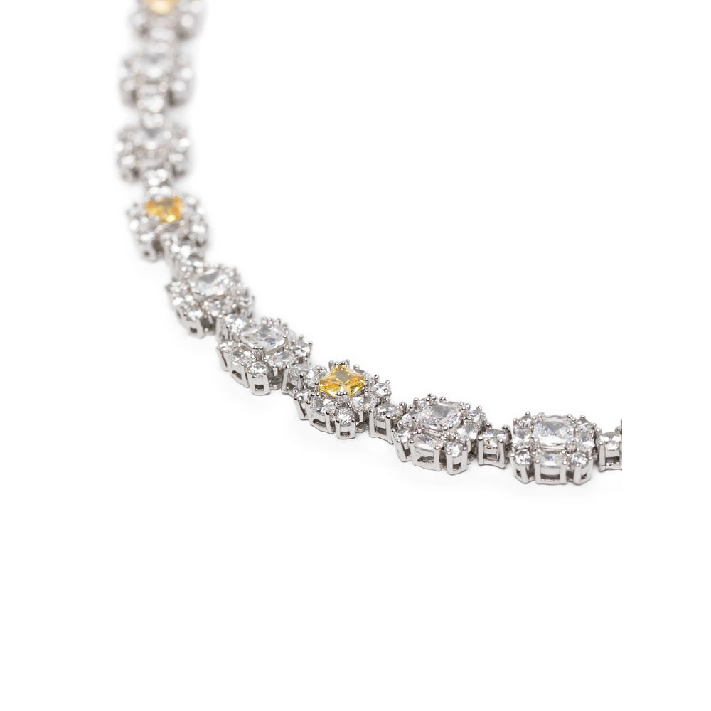 Darkai Flower Detail Stud Necklace — Silver, view 4