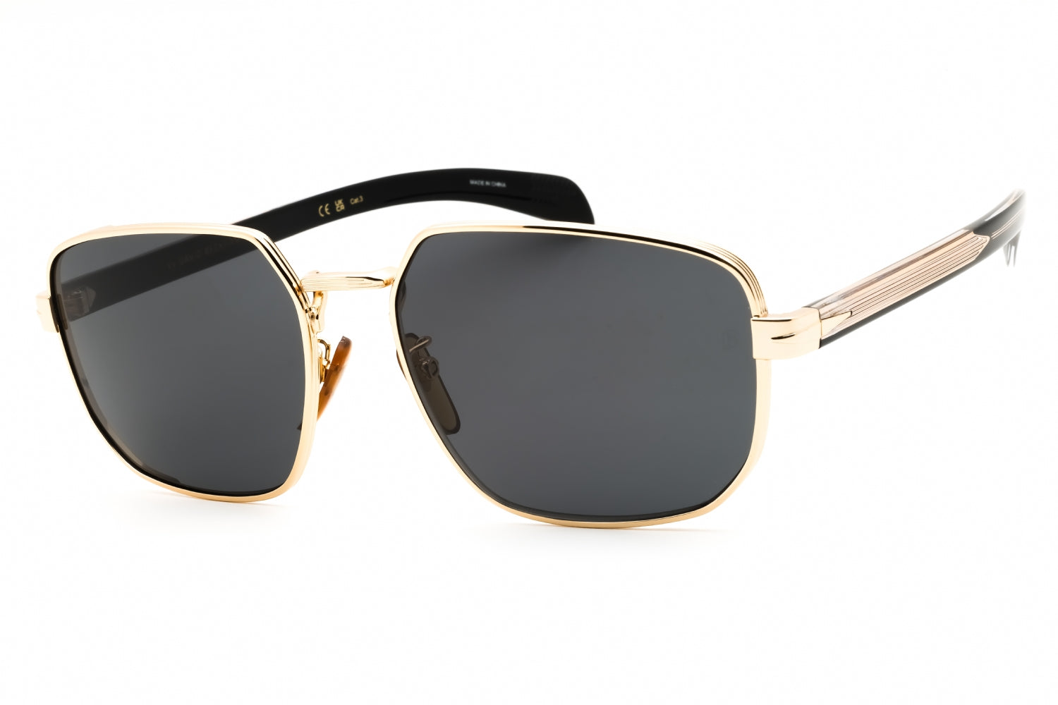 David Beckham DB7121GS Rectangular Metal Sunglasses — Gold by David Beckham