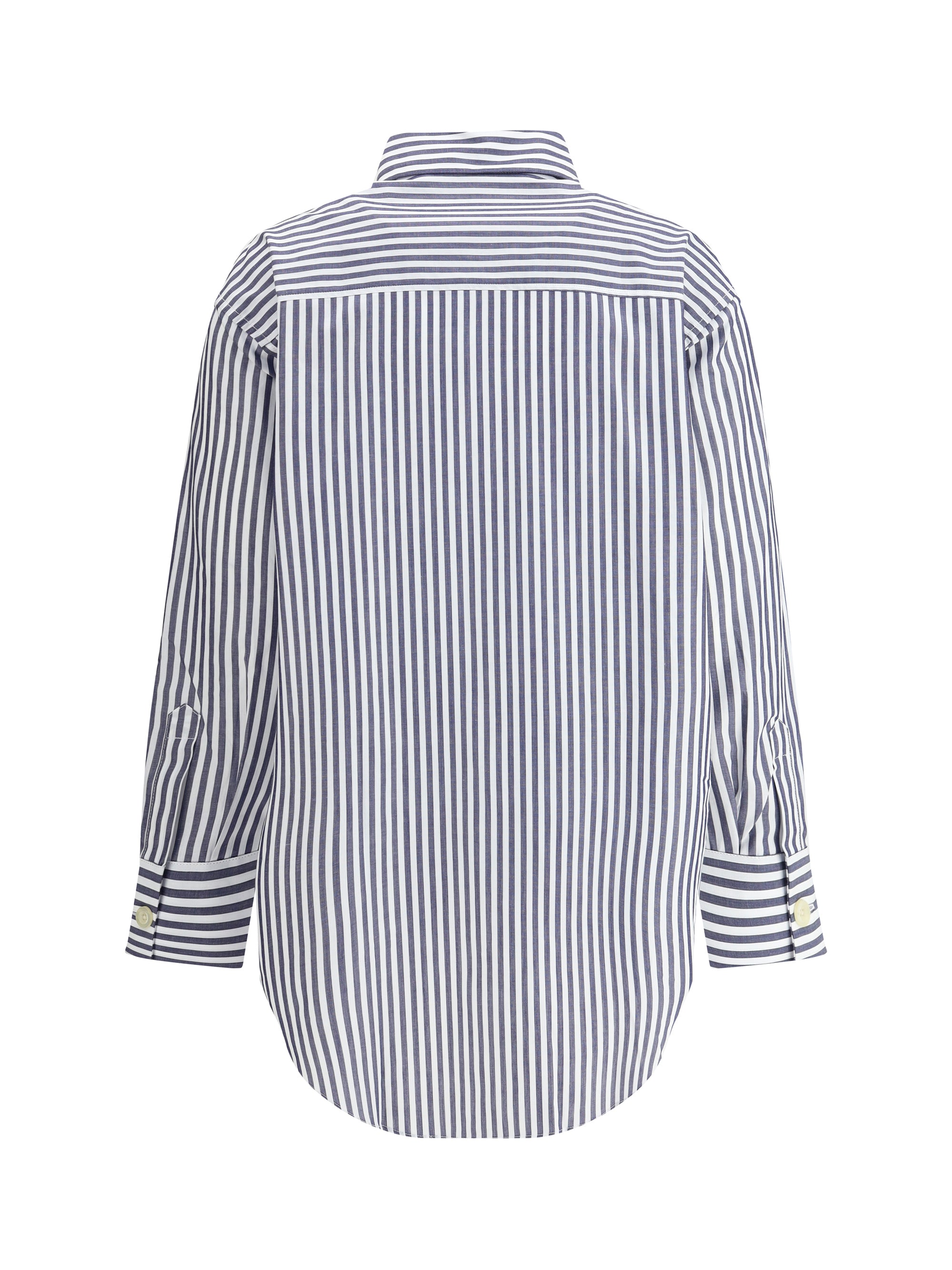 Deperlu Striped Cotton Oversized Shirt — Blue, view 2