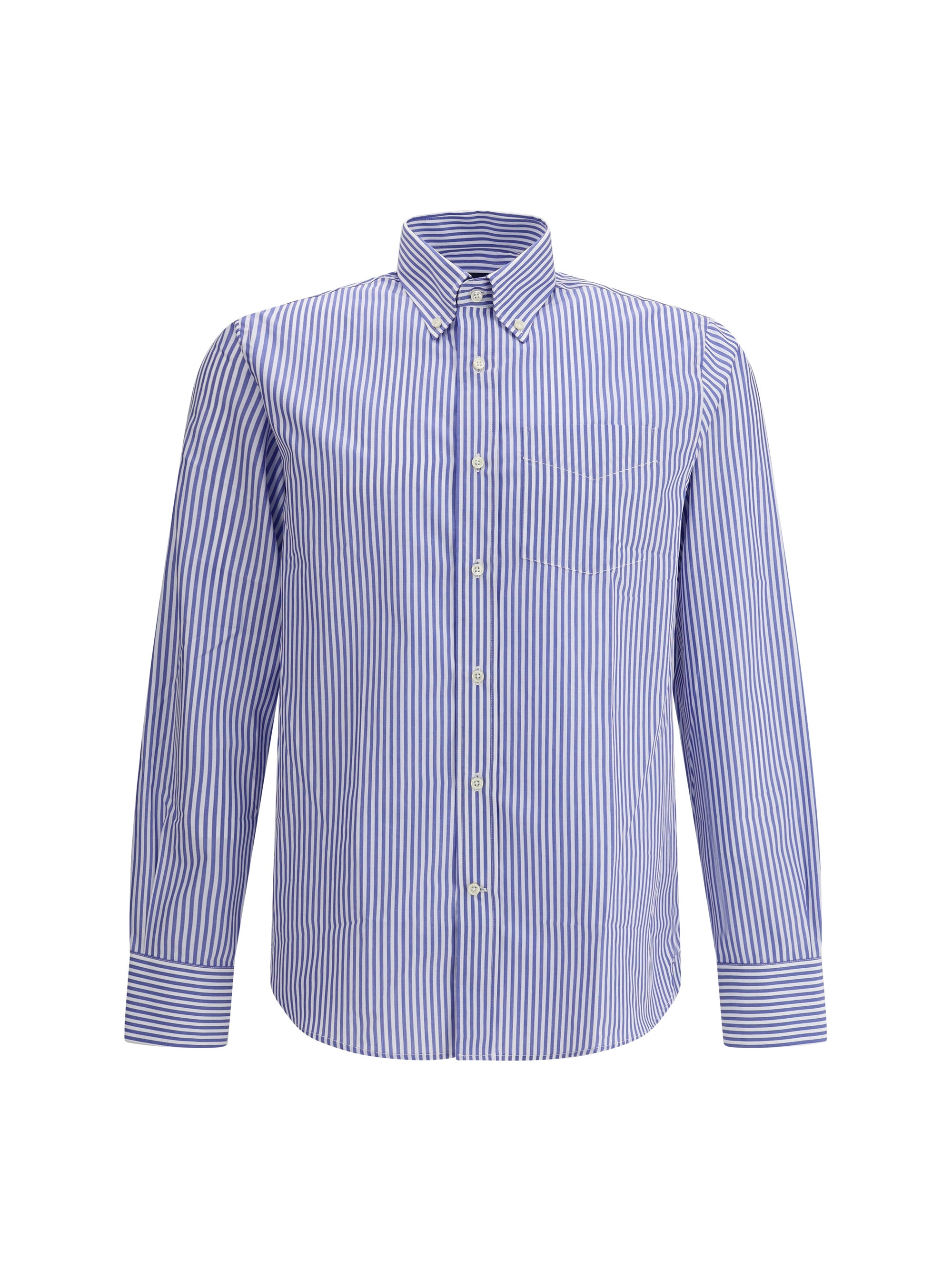 Deperlu Striped Cotton Shirt — Blue, view 3