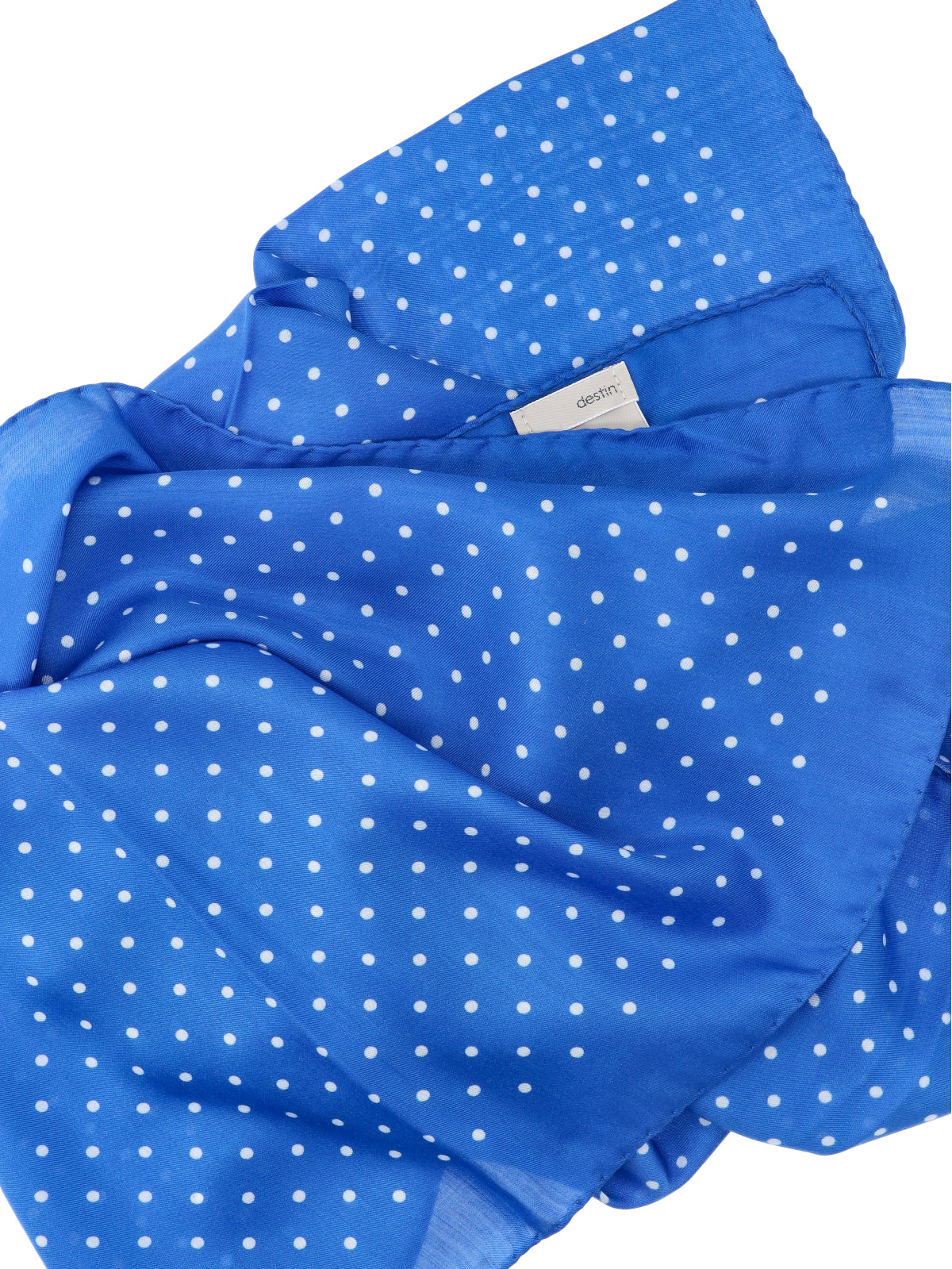 Destin Polka-Dot Modal Silk Scarf — Blue, view 3