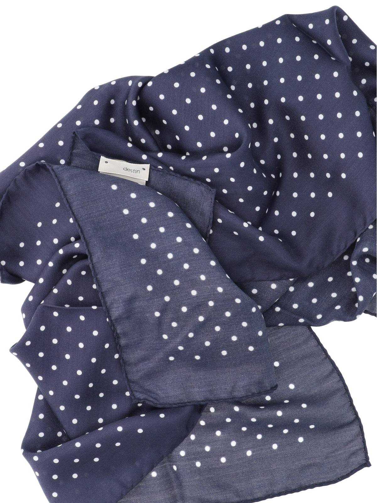 Destin Polka-Dot Modal and Silk Scarf — Navy, view 3