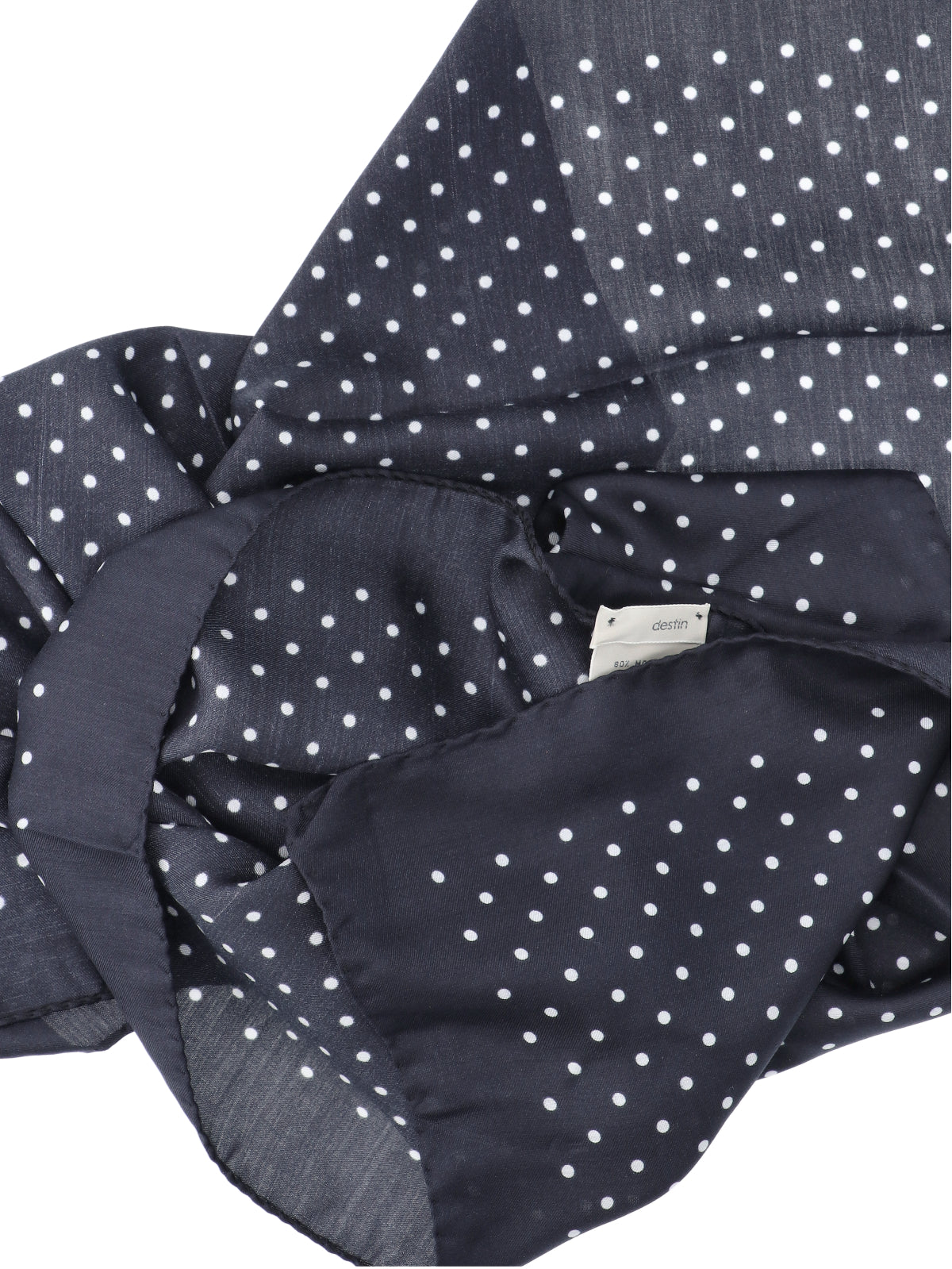 Destin Polka Dot Modal-Silk Scarf — Navy, view 3