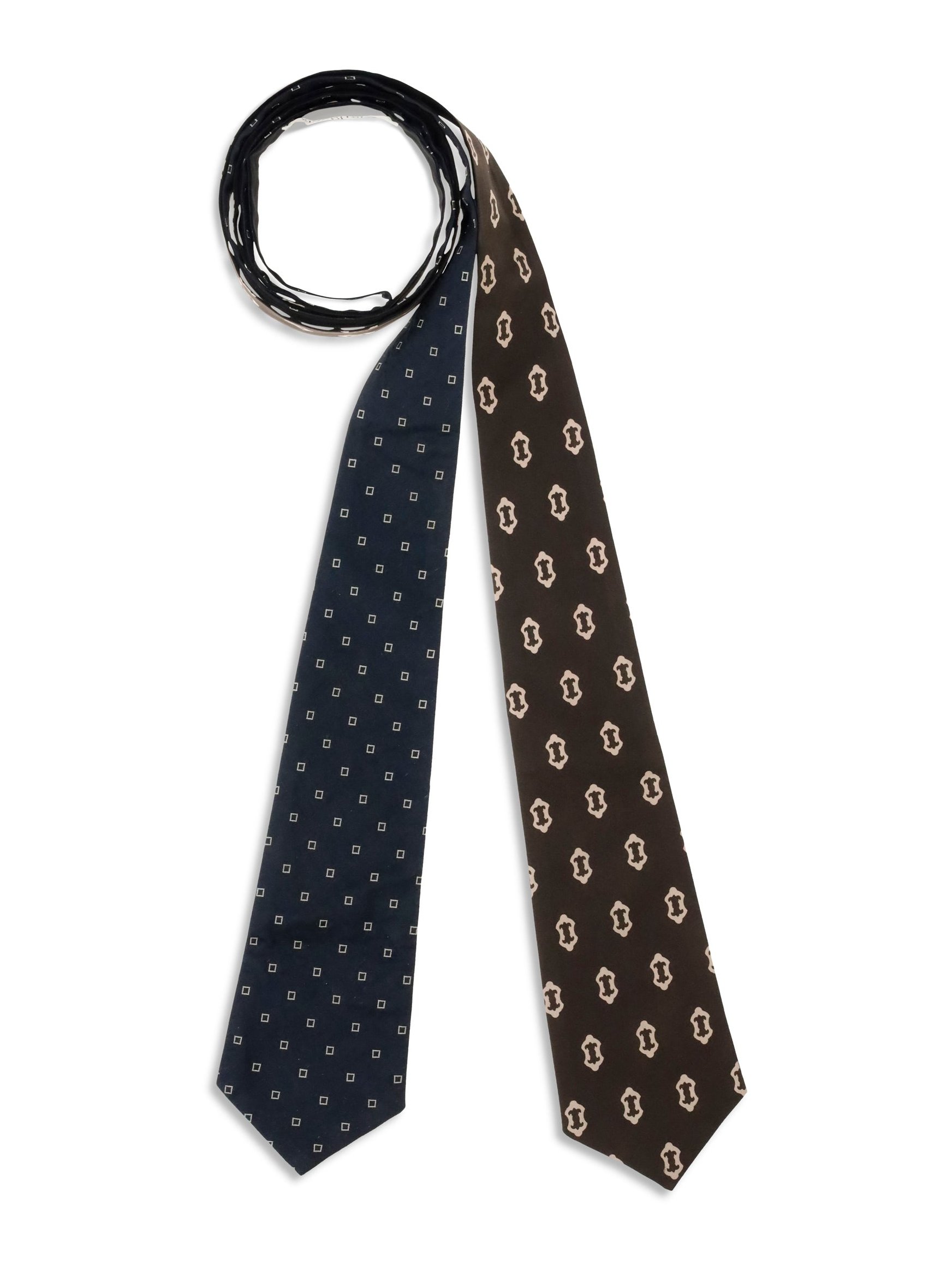 Di Stavnitser Reversible Print Cotton Tie Belt — Brown, view 2