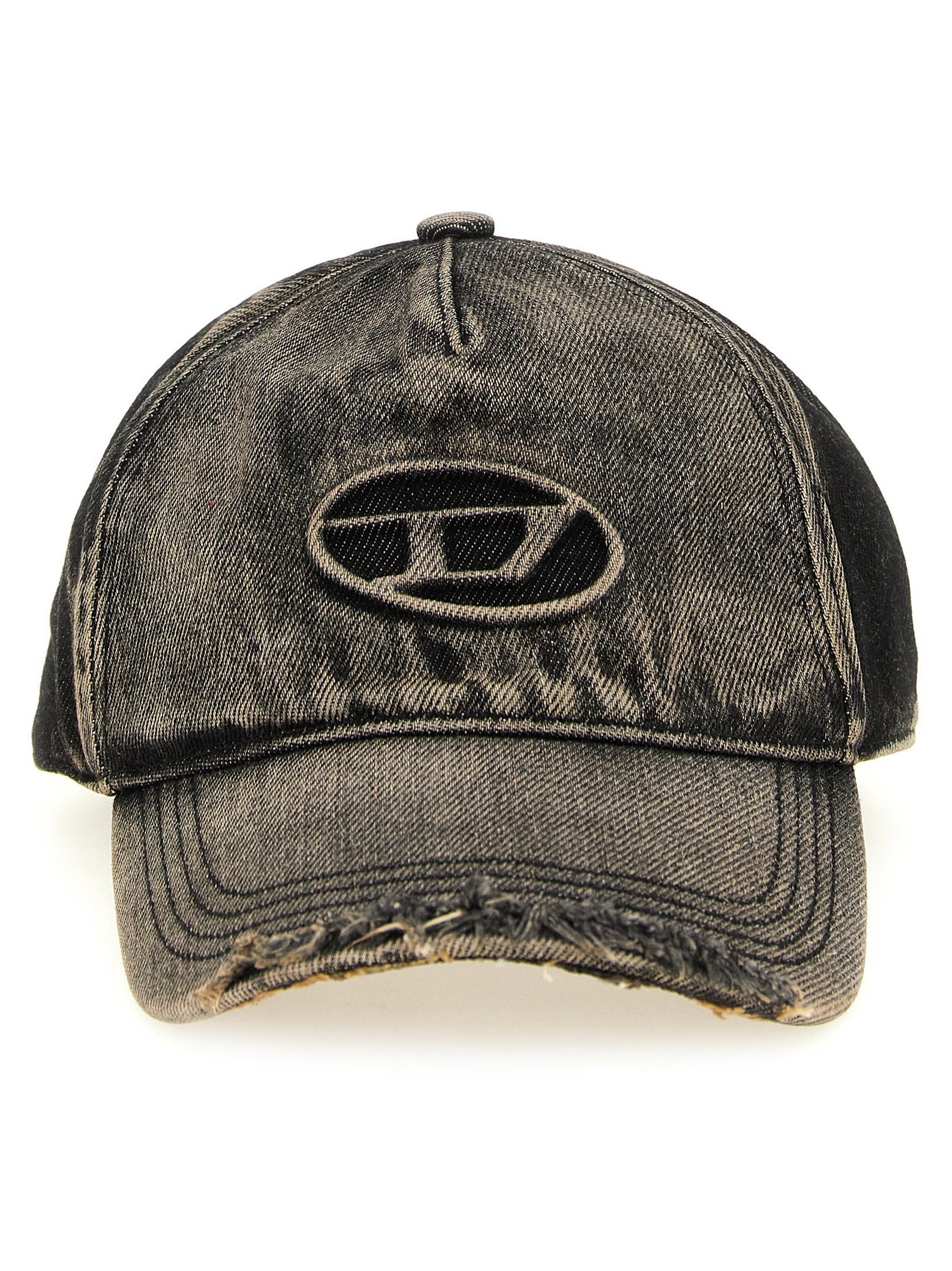 Diesel Distressed Denim Baseball Cap — Black by Diesel