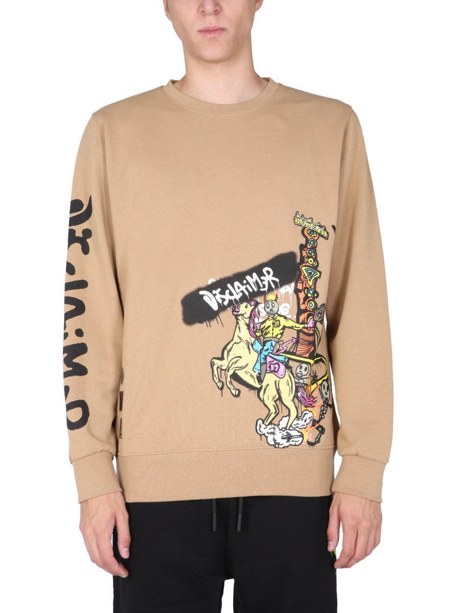 Disclaimer Crew Neck Cotton Sweatshirt — Brown by Disclaimer
