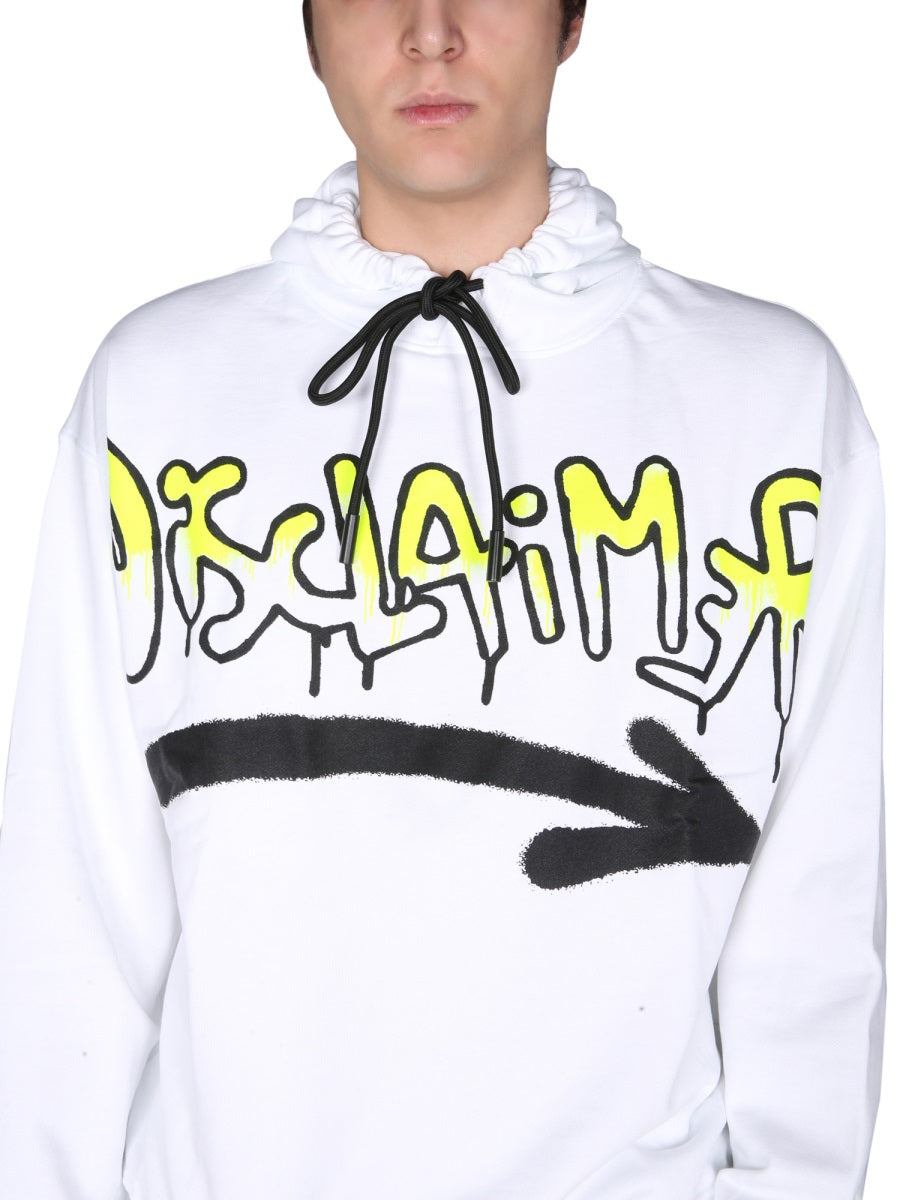 Disclaimer Logo-Print Cotton Sweatshirt — White, view 2
