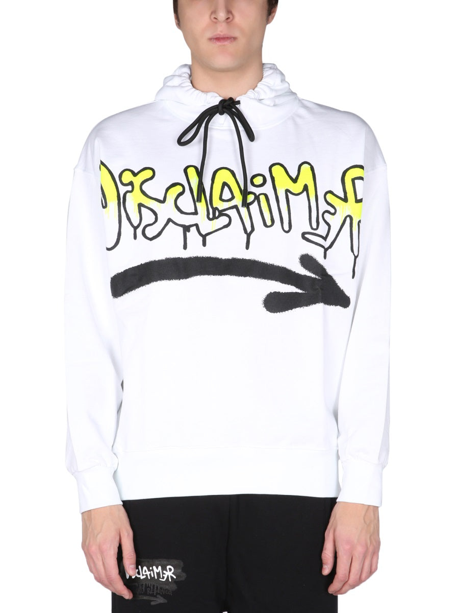 Disclaimer Logo-Print Cotton Sweatshirt — White, view 3