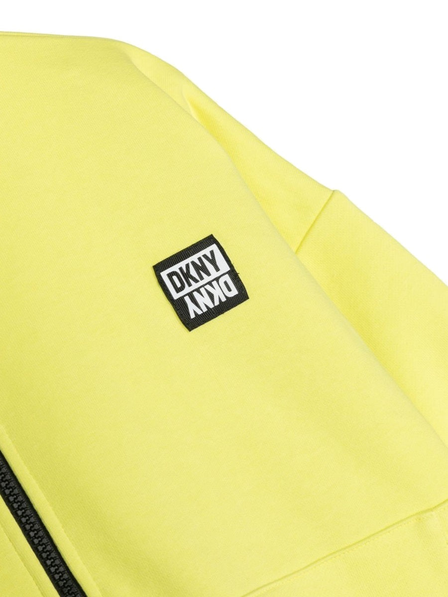 DKNY Short-Sleeve Zipped Cotton Cardigan — Yellow, view 2