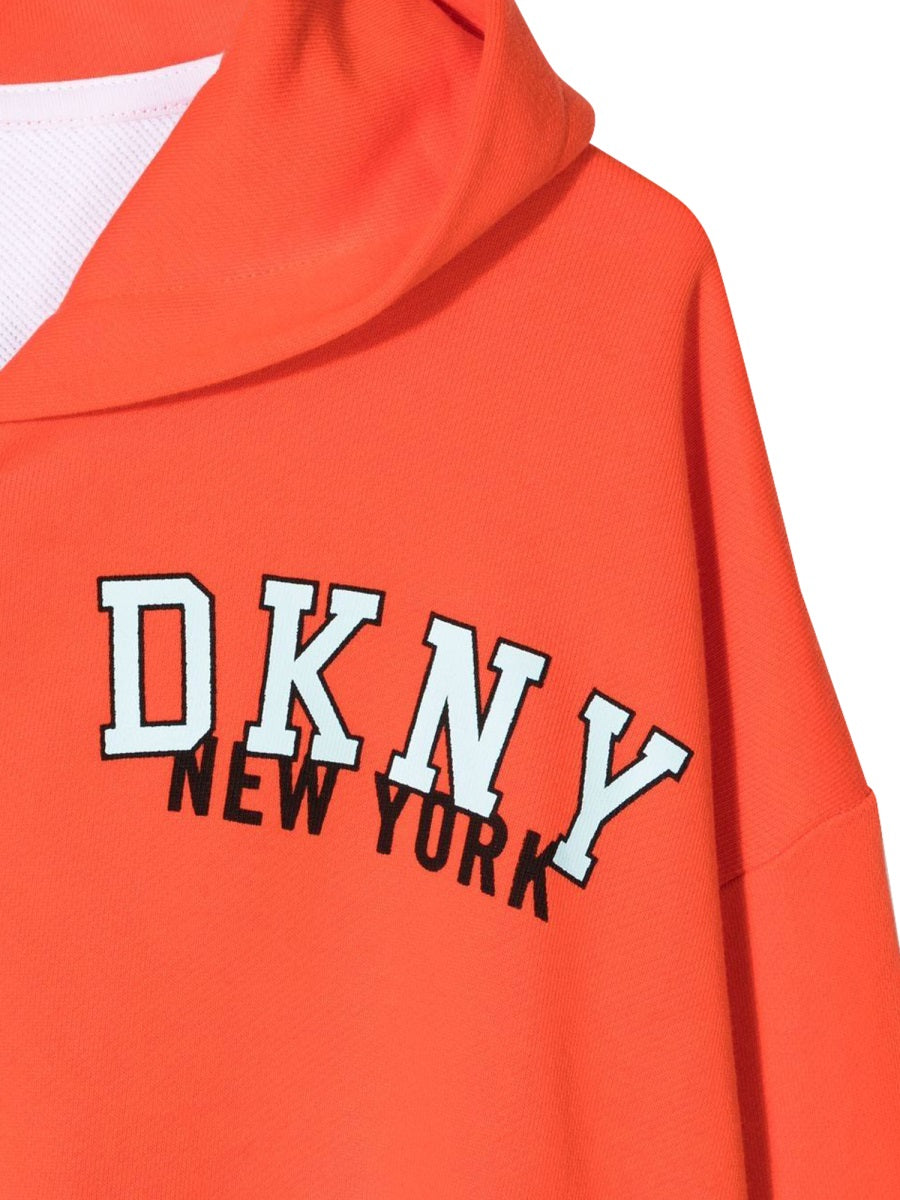DKNY Cotton Hooded Hooded Cardigan — Pink, view 2