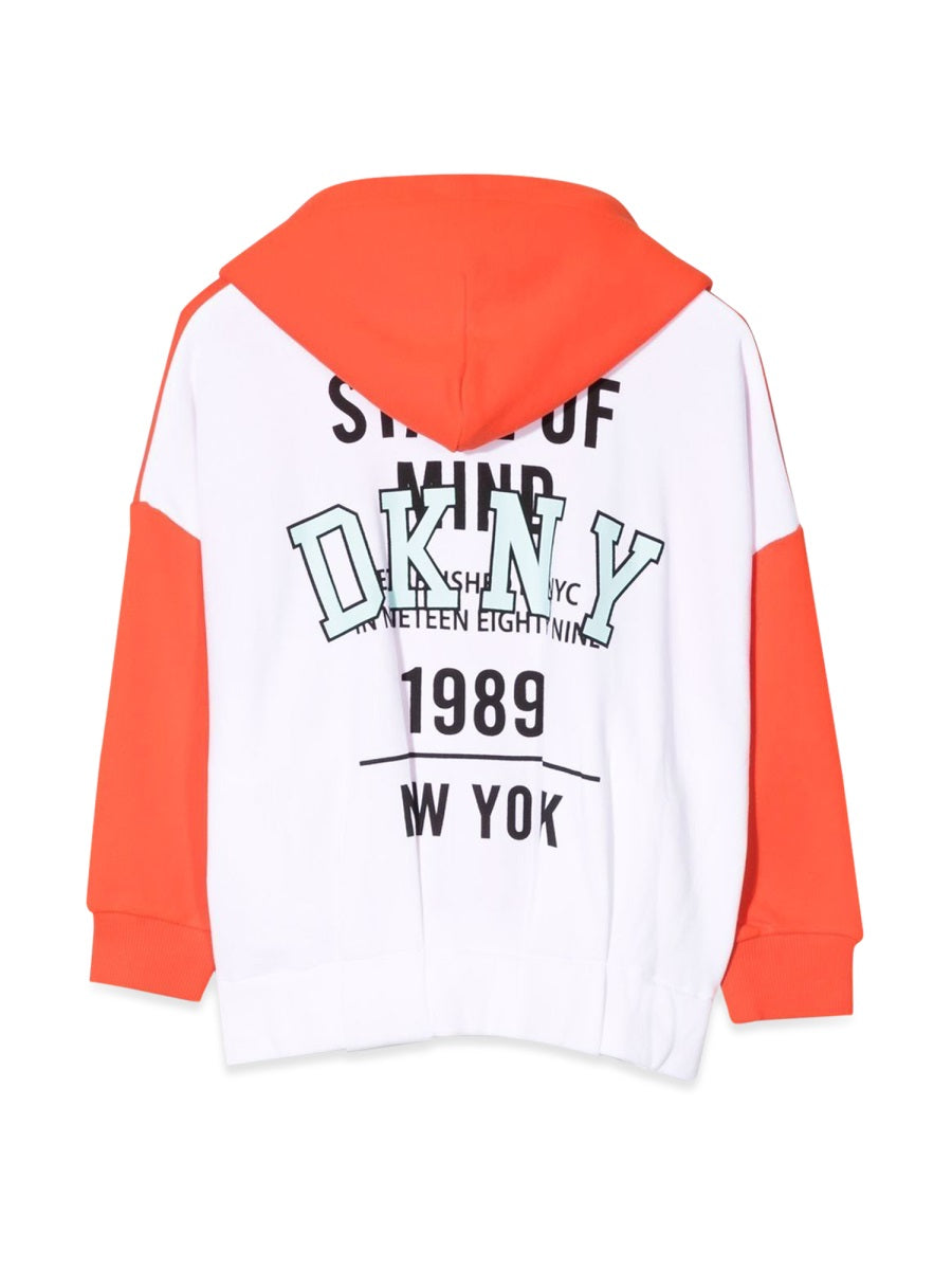 DKNY Cotton Hooded Hooded Cardigan — Pink, view 3