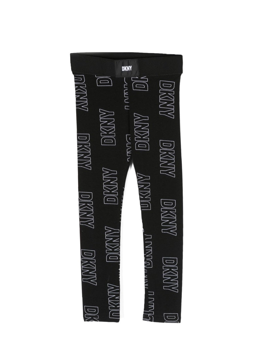 DKNY Logo-Embroidered Cotton Leggings — Black by DKNY