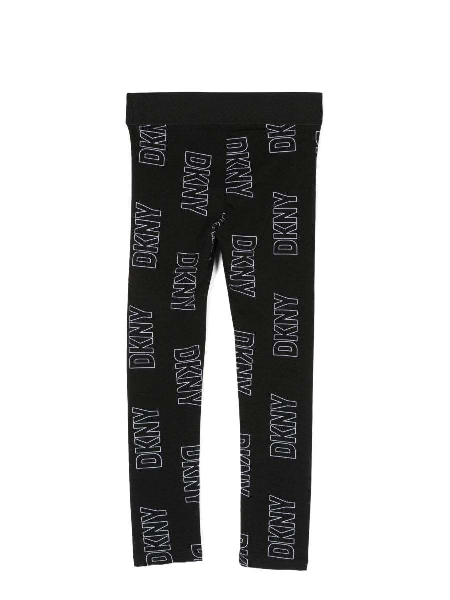 DKNY Logo-Embroidered Cotton Leggings — Black, view 2