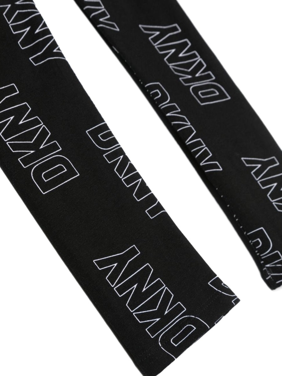 DKNY Logo-Embroidered Cotton Leggings — Black, view 3