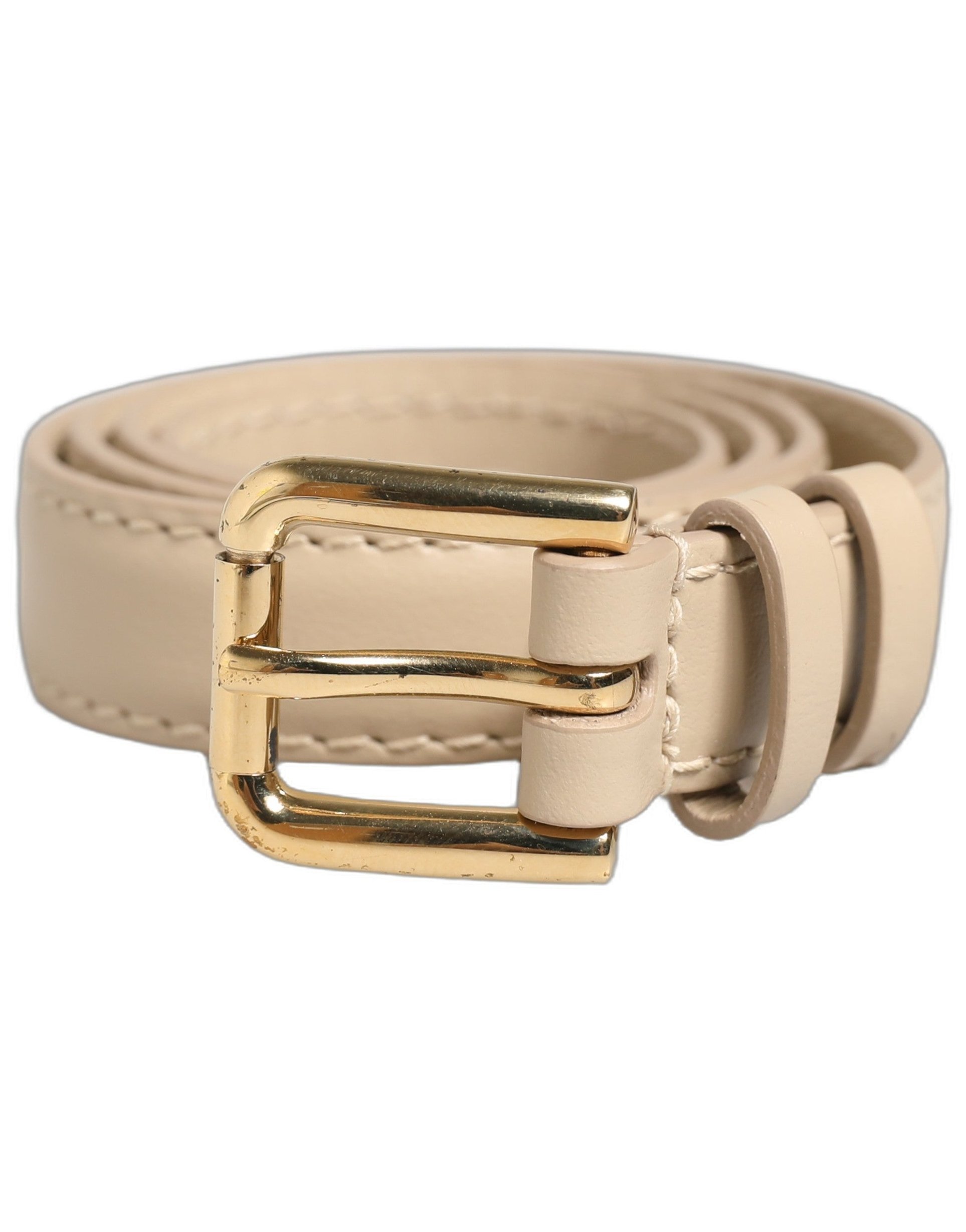Dolce & Gabbana Croc-Embossed Leather Belt — Beige by Dolce Gabbana