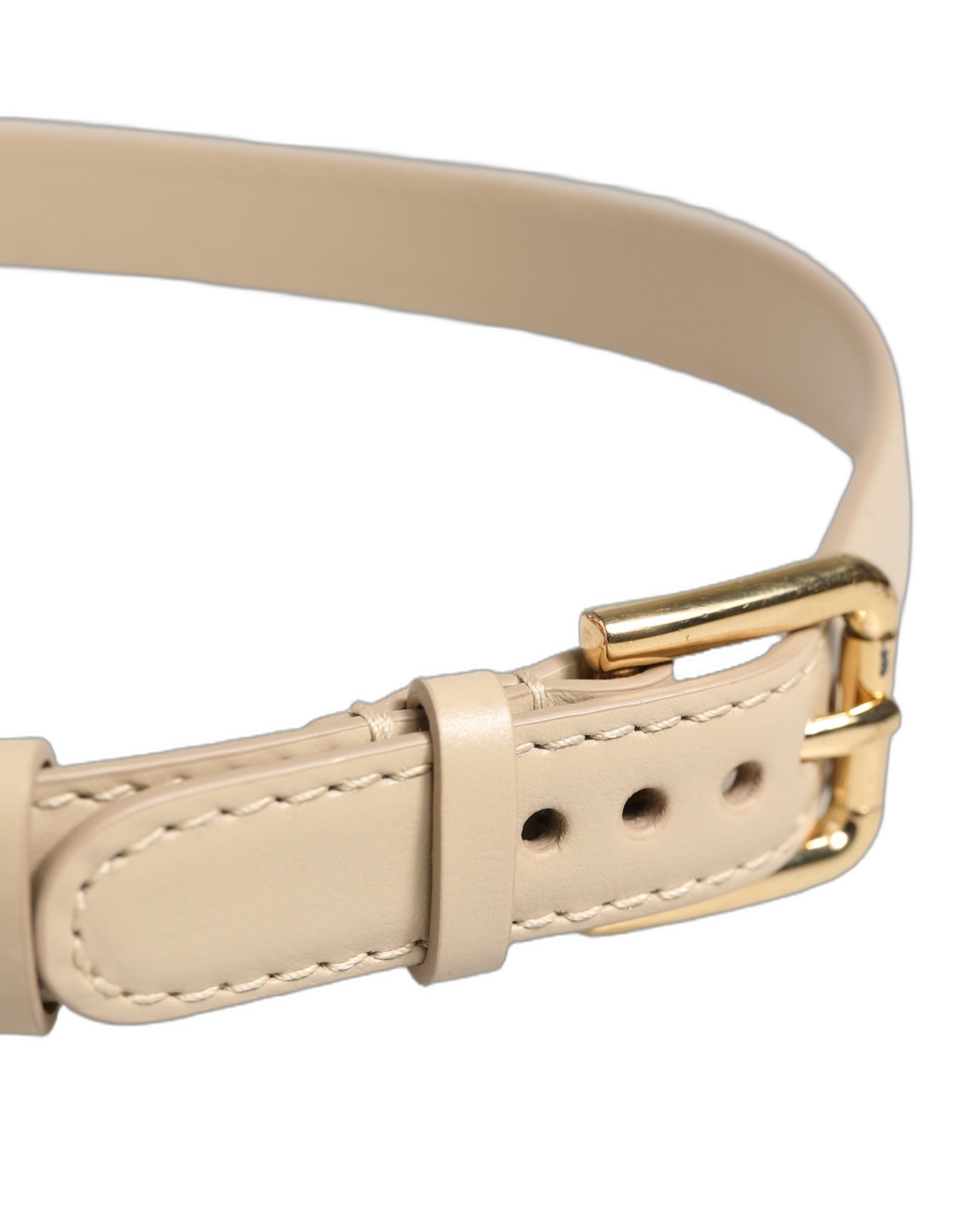 Dolce & Gabbana Croc-Embossed Leather Belt — Beige, view 3