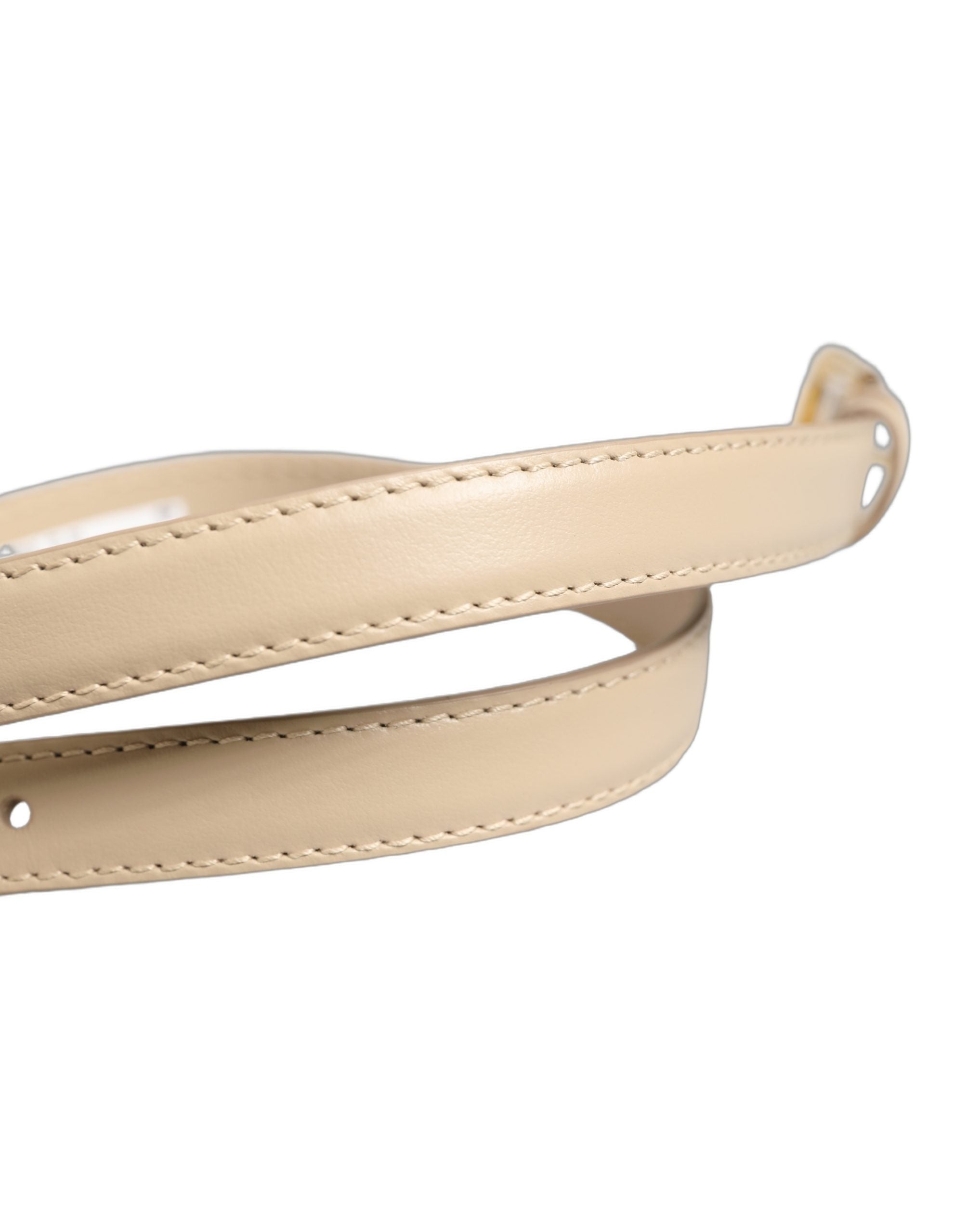 Dolce & Gabbana Croc-Embossed Leather Belt — Beige, view 4