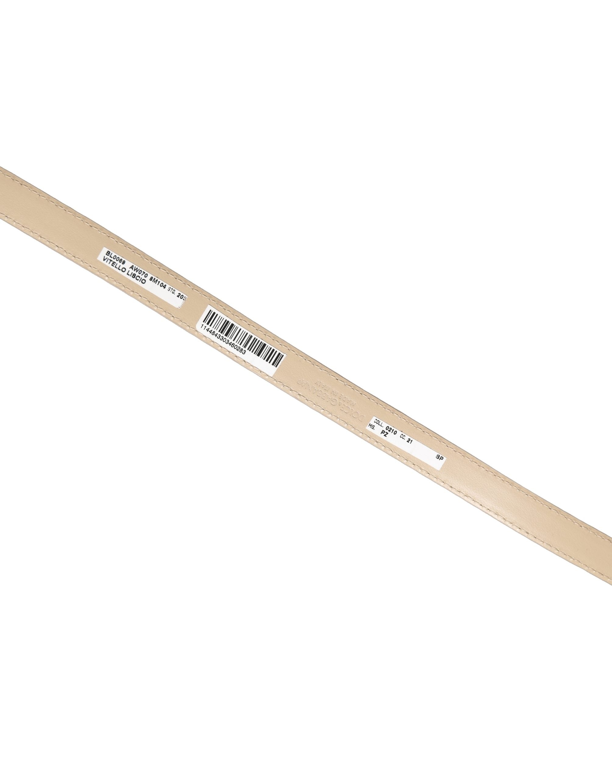 Dolce & Gabbana Croc-Embossed Leather Belt — Beige, view 5
